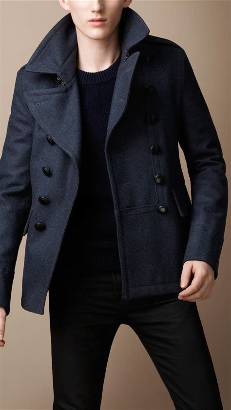 burberry peacoat for men|burberry wool pea coats men's.